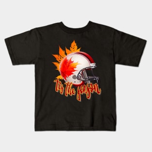 Tis the season football pumpkin fall autumn Kids T-Shirt